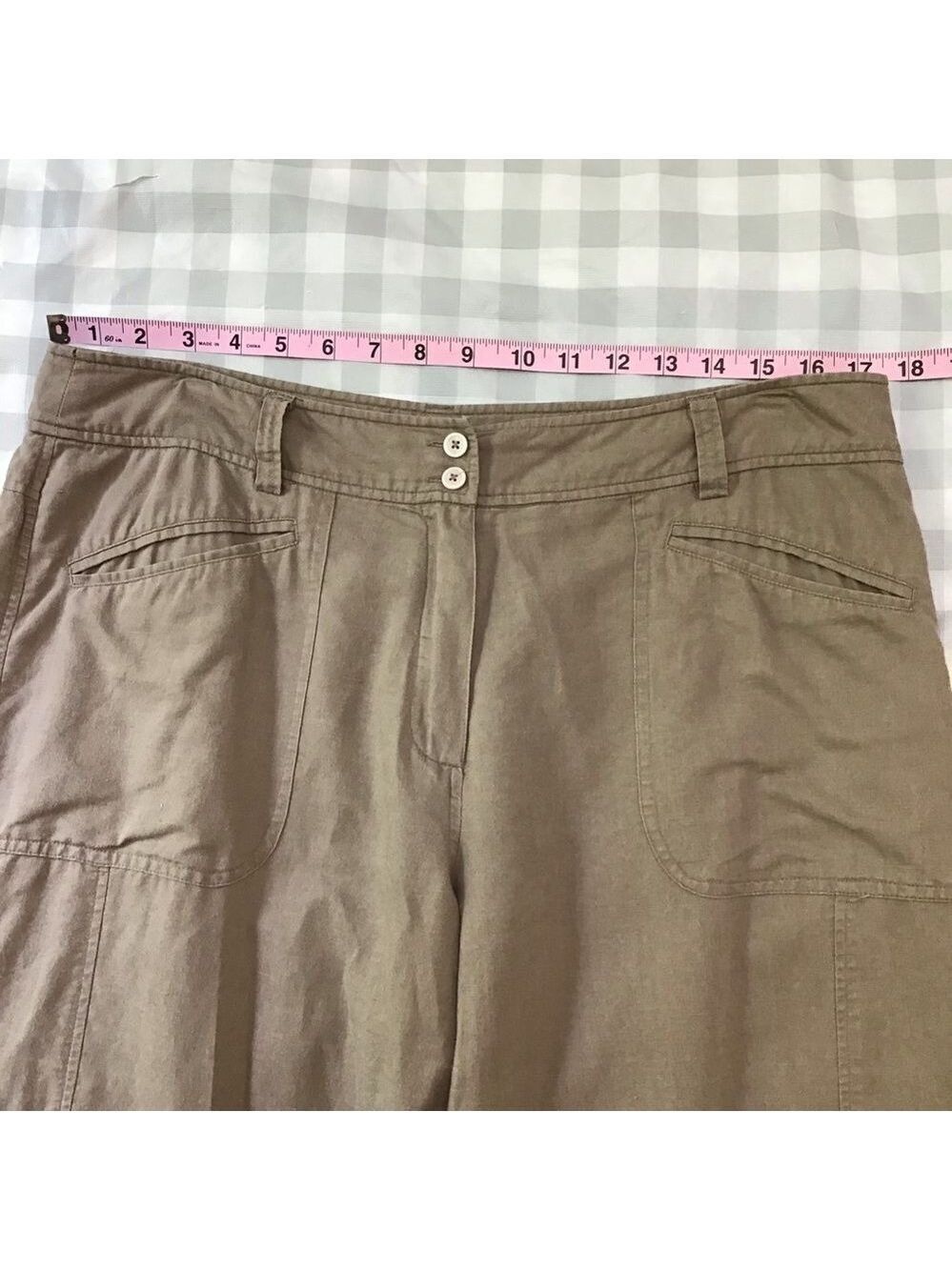 OLSEN Europe Anna linen blend pedal pusher pants crop wedge size 10 wide legs - Picture 8 of 11